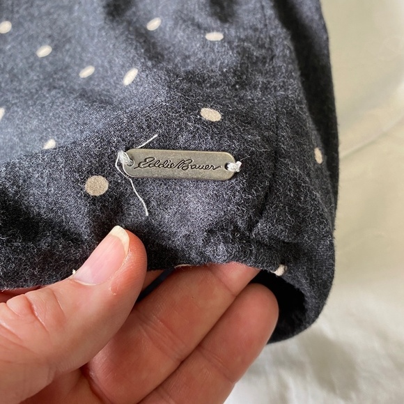 Eddie Bauer Women's Charcoal Polka Dot Long Sleeve Polo V-neck Mini Dress Size 6 - Picture 7 of 14